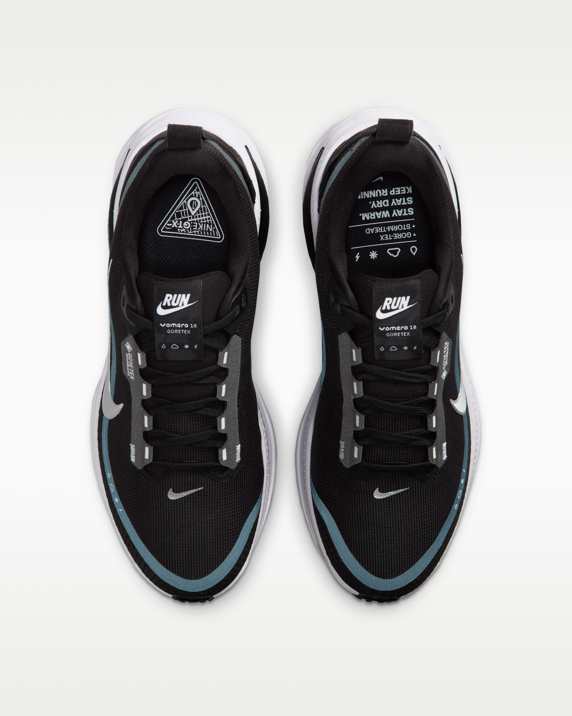 running Nike Vomero 18 GORE-TEX. Conçue avec une membrane en GORE-TEX pour garder les pieds au sec sous la pluie.