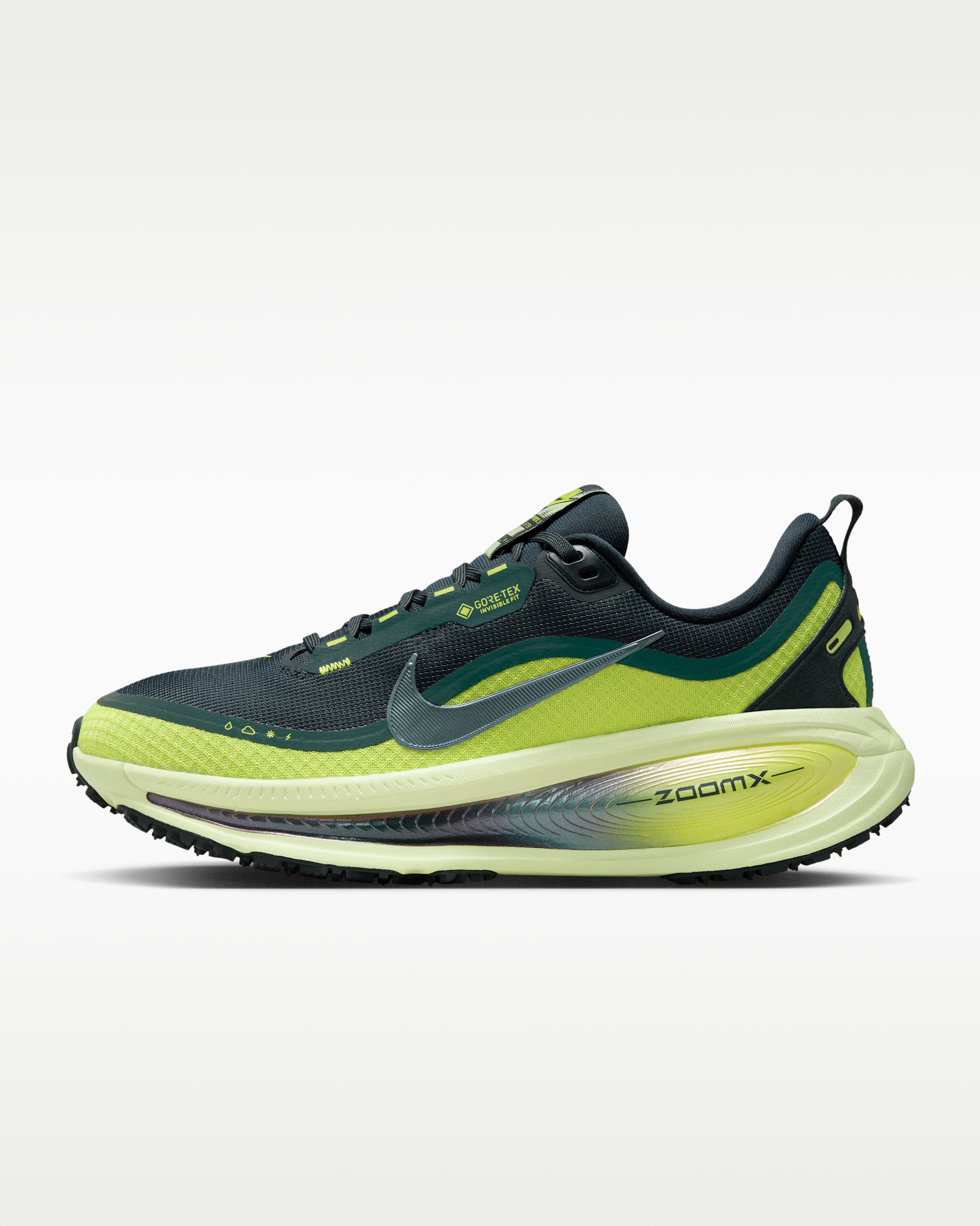 running Nike Vomero 18 GORE-TEX. Conçue avec une membrane en GORE-TEX pour garder les pieds au sec sous la pluie.